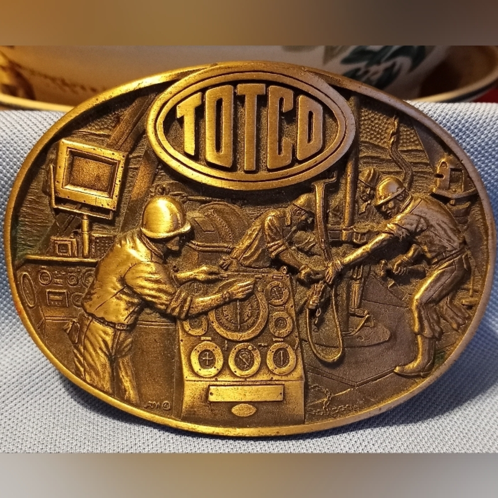 Vintage Award Design Medals TOTCO Solid Brass Belt Buckle